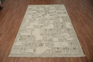 Modern Geometric Pattern Area Rug 5x8 in Neutral Tones for Urban Spaces