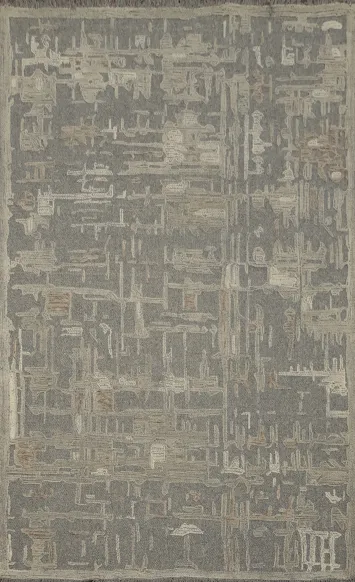Sophisticated Abstract Geometric Area Rug 5x8 in Cool Hues