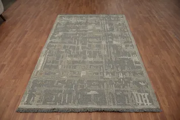 Sophisticated Abstract Geometric Area Rug 5x8 in Cool Hues