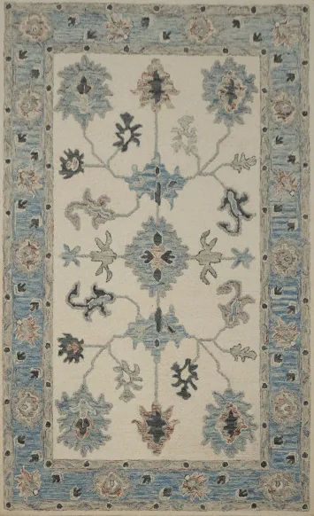 Handcrafted Wool Area Rug 5x8 with Intricate Floral Patterns