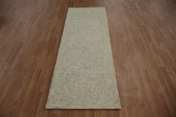 Refined Wool Abstract Runner Rug 3x8 for Modern Minimalist Spaces