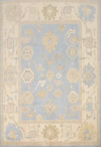 Handmade Wool Oushak Vegetable Dye Area Rug 9x10