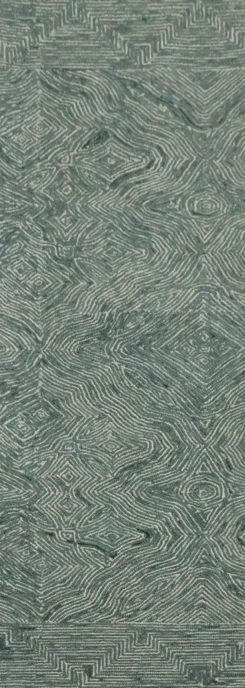 Intricate Green Abstract Runner Rug 3x9 Perfect for Chic Home Decor