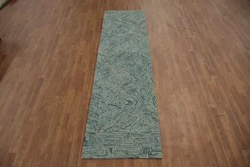 Intricate Green Abstract Runner Rug 3x9 Perfect for Chic Home Decor