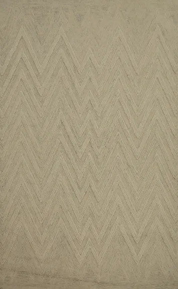 Elegant Chevron Modern Area Rug 6x9 in Subtle Beige Tones