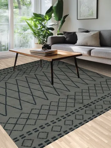 Contemporary Grey Moroccan Area Rug 8x10 with Geometric Patterns