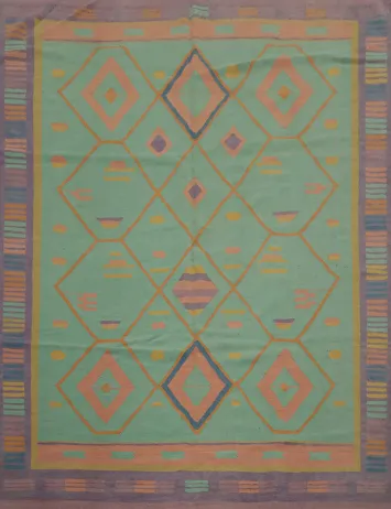 Vibrant Patterns: Stunning Handcrafted Kilim Area Rug 9x10
