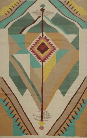 Geometric Kilim Turkish Area Rug 6x9