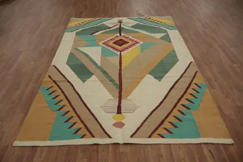 Geometric Kilim Turkish Area Rug 6x9
