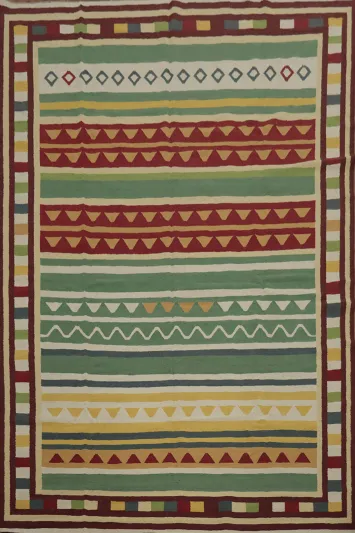 Dynamic Kilim Large Area Rug 10x13 with Bold Stripe Designs
