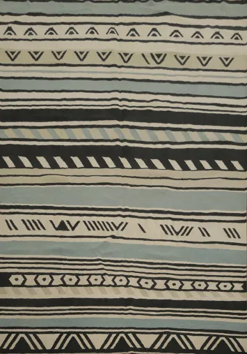 Striped Wool Geometric Kilim Turkish Area Rug 8x10