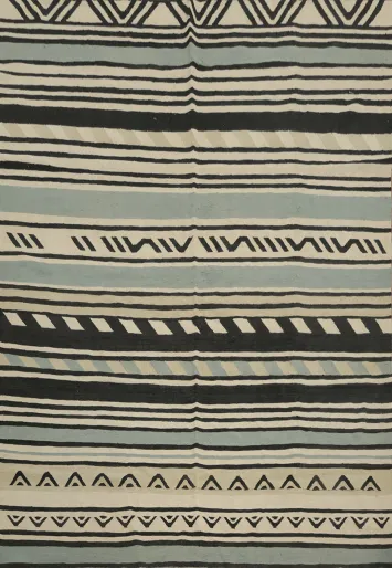 Striped Wool Kilim Turkish Area Rug 8x10