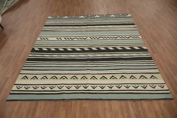 Striped Wool Kilim Turkish Area Rug 8x10