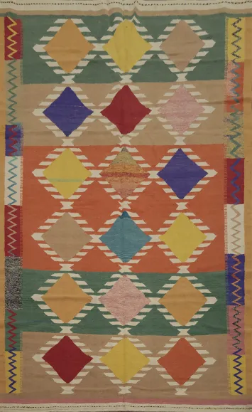 Vibrant Diamond Kilim Area Rug 7x10 for Modern Living