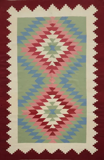 Geometric Kilim Turkish Area Rug 6x9
