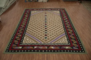 Geometric Patterned Tribal Kilim Large Rug 12x15