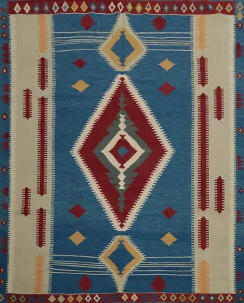 Geometric Kilim Square Wool Area Rug 10x10