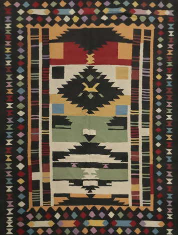 Eclectic Kilim Area Rug 8x10 with Intricate Geometric Designs