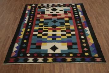 Handwoven Colorful Geometric Kilim Area Rug 8x10