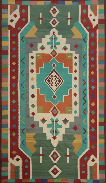 Geometric Kilim Turkish Large Rug 9x14