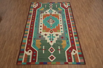 Geometric Kilim Turkish Large Rug 9x14