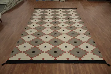 Elegant Geometric Kilim Area Rug 8x14 for Modern Home Decor