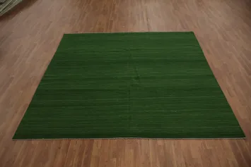 Deep Forest Green Kilim Area Rug 8x8 for a Cozy Living Space