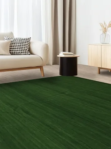 Deep Forest Green Kilim Area Rug 8x8 for a Cozy Living Space