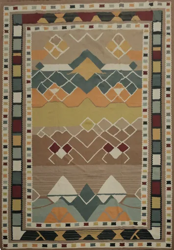 Geometric Kilim Turkish Large Rug 12x14