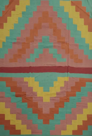 Vibrant Geometric Kilim Large Area Rug 9x12 for Modern Living Spaces