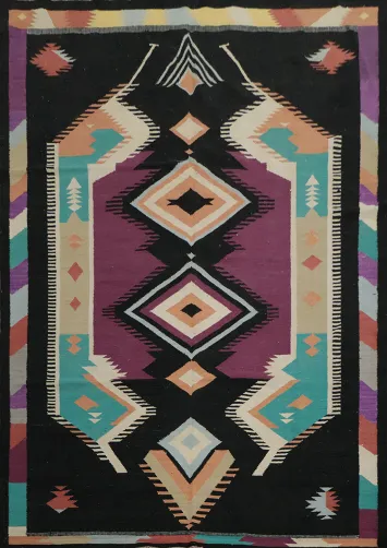 Vibrant Geometric Southwest Inspired Kilim Area Rug 8x10
