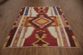 Vibrant Geometric Kilim Area Rug 8x10 for a Bold Interior Statement