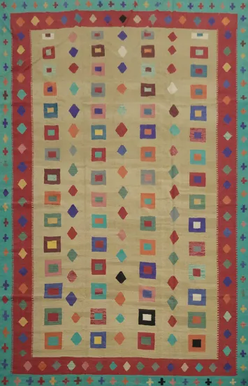 Geometric Kilim Turkish Large Rug 10x15