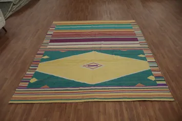 Striped Wool Kilim Turkish Area Rug 8x10