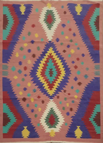 Geometric Kilim Turkish Area Rug 8x10