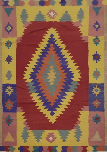 Geometric Kilim Turkish Area Rug 8x10
