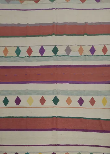 Multicolored Striped Kilim Area Rug 8x10 for Modern Living