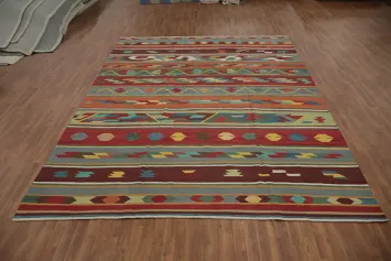 Colorful Southwest Inspired Tribal Kilim Area Rug 10x13