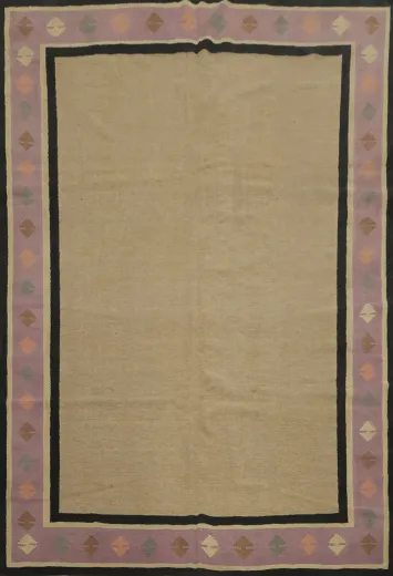 Elegant Kilim Area Rug 8x10 with Classic Purple Border Accents