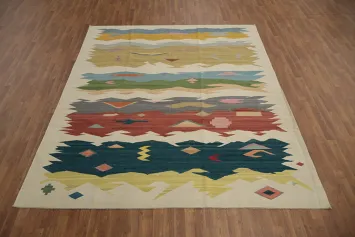 Modern Wool Kilim Turkish Area Rug 8x10