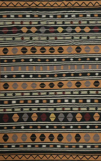 Tribal Wool Kilim Turkish Large Rug 9x14