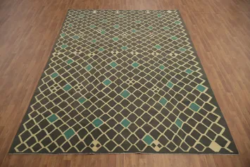 Trellis Wool Kilim Large Area Rug 9x12
