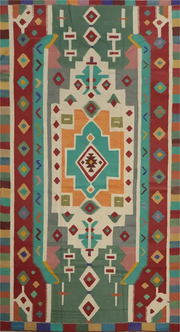 Handwoven Wool Kilim Turkish Large Rug 8x15