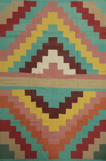 Geometric Kilim Area Rug 9x12 for Modern Bohemian Decor