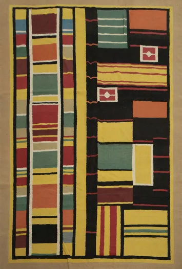 Artistic Multicolored Kilim Area Rug 9x12 for Modern Home Interiors