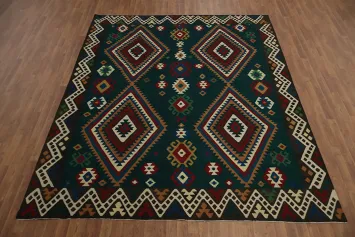 Vibrant Diamond Kilim Area Rug 8x10 with Bold Tribal Patterns