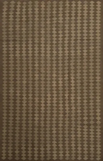 Modern Brown Luxe Diamond-Patterned Kilim Area Rug 10x13