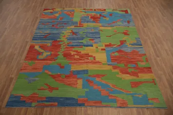 Vibrant Abstract Kilim Area Rug 8x10 to Brighten Any Space Instantly