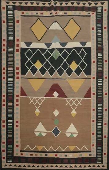 Handwoven Kilim Area Rug 8x11 with Intricate Tribal Patterns