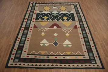 Handwoven Kilim Area Rug 8x11 with Intricate Tribal Patterns